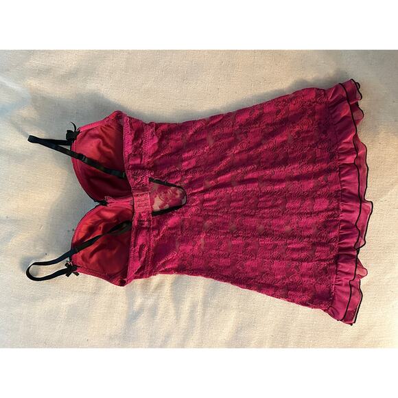 Y2K Hot Kiss Pink Lace Babydoll Tank Top – Size L - Picture 2 of 3